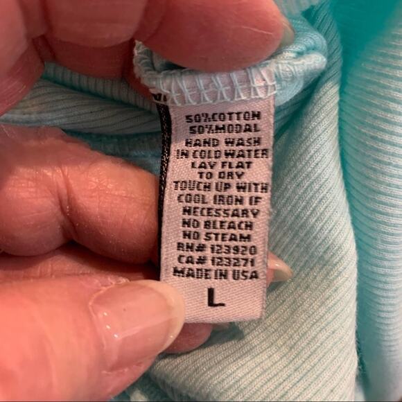 LA Made women’s dress top tunic long sleeve turquoise blue knit size small - Picture 7 of 12